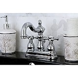 Kingston Chrome 4-Inch Centerset Lavatory Faucet - Metal and Porcelain Cross Handles - Polished Chrome