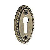 Oval Rope Door Keyhole Cover, Antique Brass