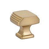 Art Deco Cabinet Knob, 1-1/4" Square - Satin Brass