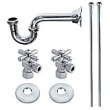 Sink P-Trap Kit - Includes Water Suppy Lines, Escutcheons, Shut-Off Valves - Polished Chrome