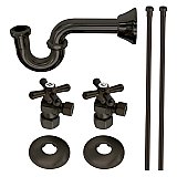 Sink P-Trap Kit - Includes Water Suppy Lines, Escutcheons, Shut-Off Valves - Oil Rubbed Bronze