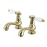 Kingston Brass Heritage Basin Faucet - Porcelain Lever Handles - Polished Brass