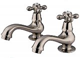 Kingston Brass Heritage Basin Faucet - Metal Cross Handles - Brushed Nickel