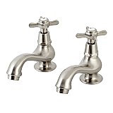Kingston Brass KS1108BEX Basin Tap Faucet with Cross Handle, Brushed Nickel