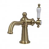 Nautical Single-Handle Bathroom Faucet with Push Pop-Up Drain - Brushed Brass