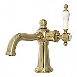 Nautical Single-Handle Bathroom Faucet with Push Pop-Up Drain - Polished Brass