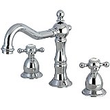 Heritage Widespread Sink Faucet - Metal Cross Handles - Polished Chrome