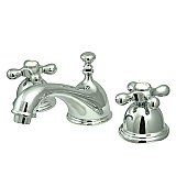 Restoration Widespread Sink Faucet - Metal Cross Handles - Polished Chrome