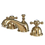 Restoration Widespread Lavatory Faucet - Metal Cross Handles - Polished Brass