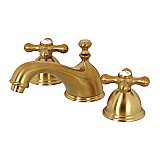 Restoration Widespread Lavatory Faucet - Metal Cross Handles - Satin Brass