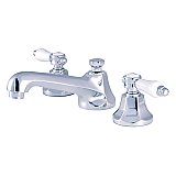 Bel-Air Widespread Lavatory Sink Faucet - Porcelain Lever Handles - Polished Chrome