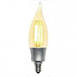 LED Filament Light Bulb: 5 Watt (60 Watt Equivalent) Amber Flame Dimmable CA10 Type