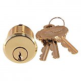 Key Cylinder for Exterior Mortise Lock, Polished Unlacquered Brass