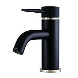 Monoblock Single Handle Lavatory Faucet, Matte Black/Brushed Nickel