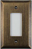 Jumbo Oversized Aged Antique Brass Stamped Single GFCI Switchplate / Cover Plate