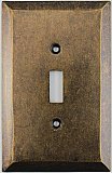 Jumbo Oversized Aged Antique Brass Stamped Single Toggle Switchplate / Cover Plate