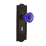 Complete Door Set - Featuring Meadows Plate with Colored Fluted Crystal Knob