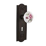 Complete Door Set - Featuring Meadows Plate with Rose Porcelain Knob