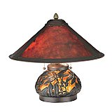 Van Erp Amber Mica Table Lamp with Lighted Base, 16"