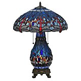 Tiffany Hanginghead Dragonfly Table Lamp, 25"