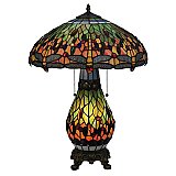 Tiffany Hanginghead Dragonfly Table Lamp, 25.5"