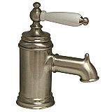 Fountainhaus Single Hole Faucet with Porcelain Handle - Brushed Nickel