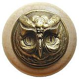 Wise Owl, Natural & Antique Brass Knob Pulls
