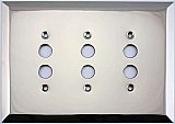 Jumbo Oversized Polished Nickel Stamped Triple Pushbutton Switchplate / Cover Plate
