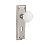 Complete Door Set - Featuring New York Plate with White Porcelain Knob