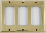Polished Forged Unlacquered Brass Triple GFCI Switchplate