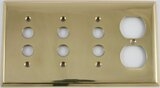 Polished Forged Unlacquered Brass Triple Pushbutton/Single Duplex Switchplate