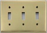 Polished Forged Unlacquered Brass Triple Toggle Switchplate