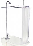Solid Brass Leg Tub Shower Enclosure Set, 57" x 31" - with Faucet, Riser, & Shower Head - Polished Nickel