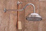 Solid Brass 8" Diameter Rain Shower Head with Bent Arm - Multiple Finishes Available
