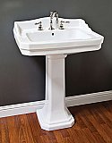 Art Deco 26-3/4" Porcelain Pedestal Bathroom Sink