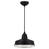 Matte Black Industrial Pendant LED Ceiling Fixture with Chrome Cage