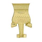 Cast Picture Moulding Hook or Hanger for Picture Rail, Polished Brass