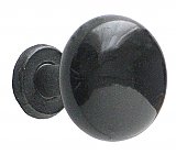 Black Porcelain Cabinet Knob - 1-1/4" Diameter