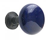Cobalt Blue Porcelain Cabinet Knob - 1-1/4" Diameter