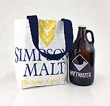 Repurposed Beer Malt Bag Growler Tote- Simpson Malt