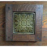 Framed Antique Fireplace Tile- Gold/Brown