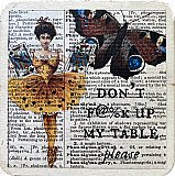 Repurposed Antique Dictionary Page Drink Coaster - Don't F@#k Up My Table - Ballerina, Butterfly