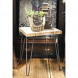 Repurposed Wood End Table with Hairpin Legs