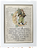 Repurposed Antique Dictionary Page Wall Decor - Holiday Santa and Tree - John Geddes