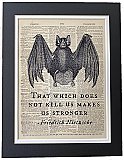 Repurposed Antique Dictionary Page Wall Decor - Bat - Friedrich Nietzsche - That Which Does Not Kill Us
