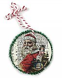 Vintage Dictionary Page Recycled into Holiday Ornament - Santa Claus - Joy To The World