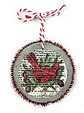 Vintage Dictionary Page Recycled into Holiday Ornament - Red Cardinal Bird - Tidings of Joy