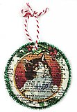 Vintage Dictionary Page Recycled into Holiday Ornament - Cat - Meow Meow