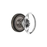 Complete Door Hardware Set - with Rope Rosette with Oval Clear Crystal Knob