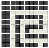 Ionic Greek Key Border Outside Corner in White/Black - 3/4" Square Tiles - Sold Per Sheet